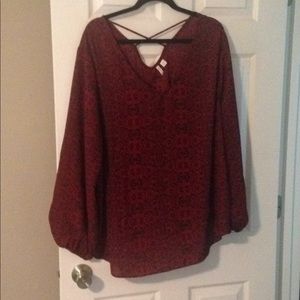 Cross back Maroon pattern top